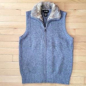 3/$15 EDDIE BAUER wool alpaca zip-up sweater vest gray size medium